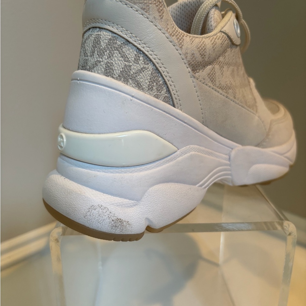 MICHAEL Michael Kors Cream Logo Wedge Sneaker with White Midsole - Picture 3 of 4